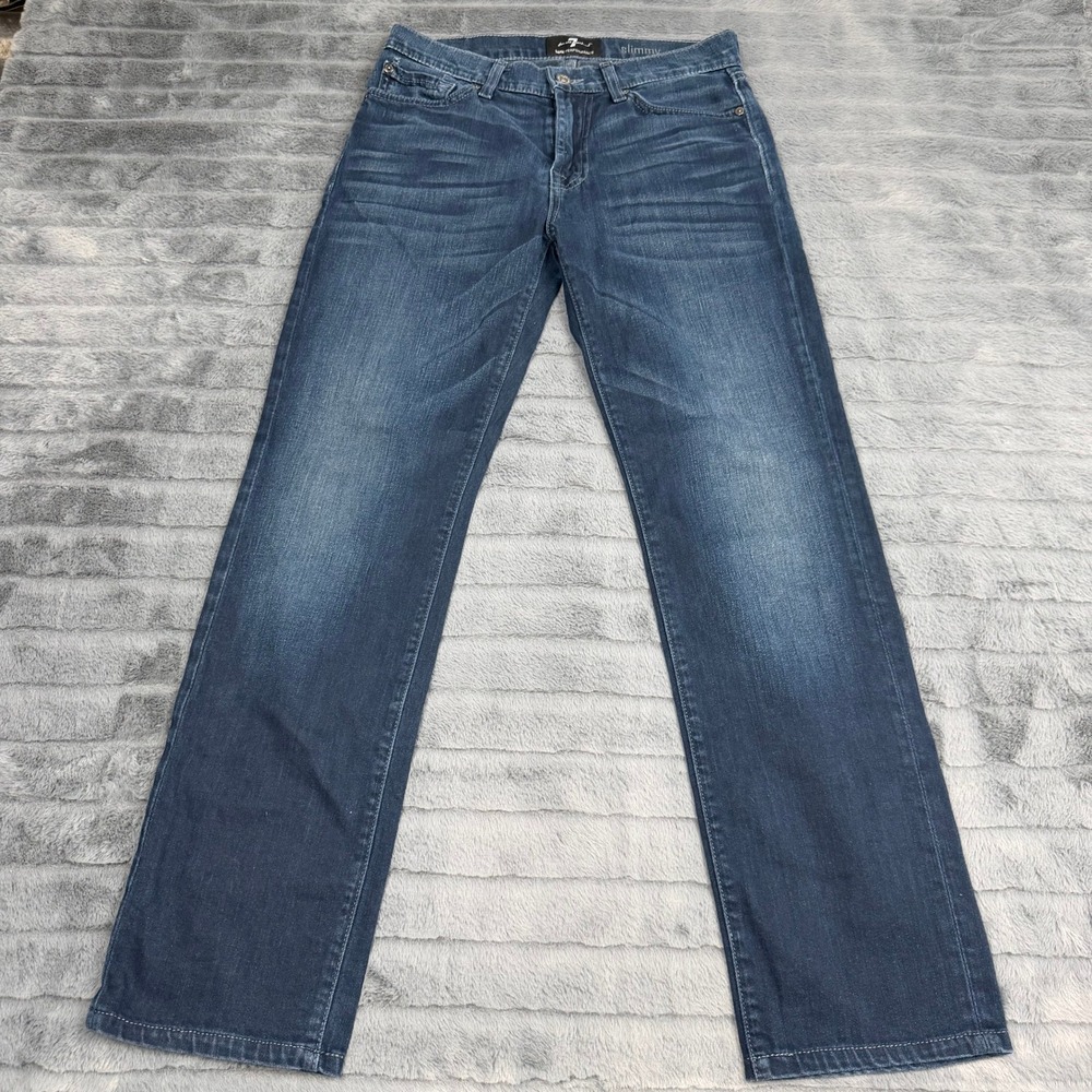 7 For All Mankind Slimmy Luxe Performance Dark Wash Slim Fit Jeans Mens 28